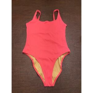 Pink Ribbed High Cut Cheeky One Piece Adjustable Strap Sze Large Baywatch Barbie